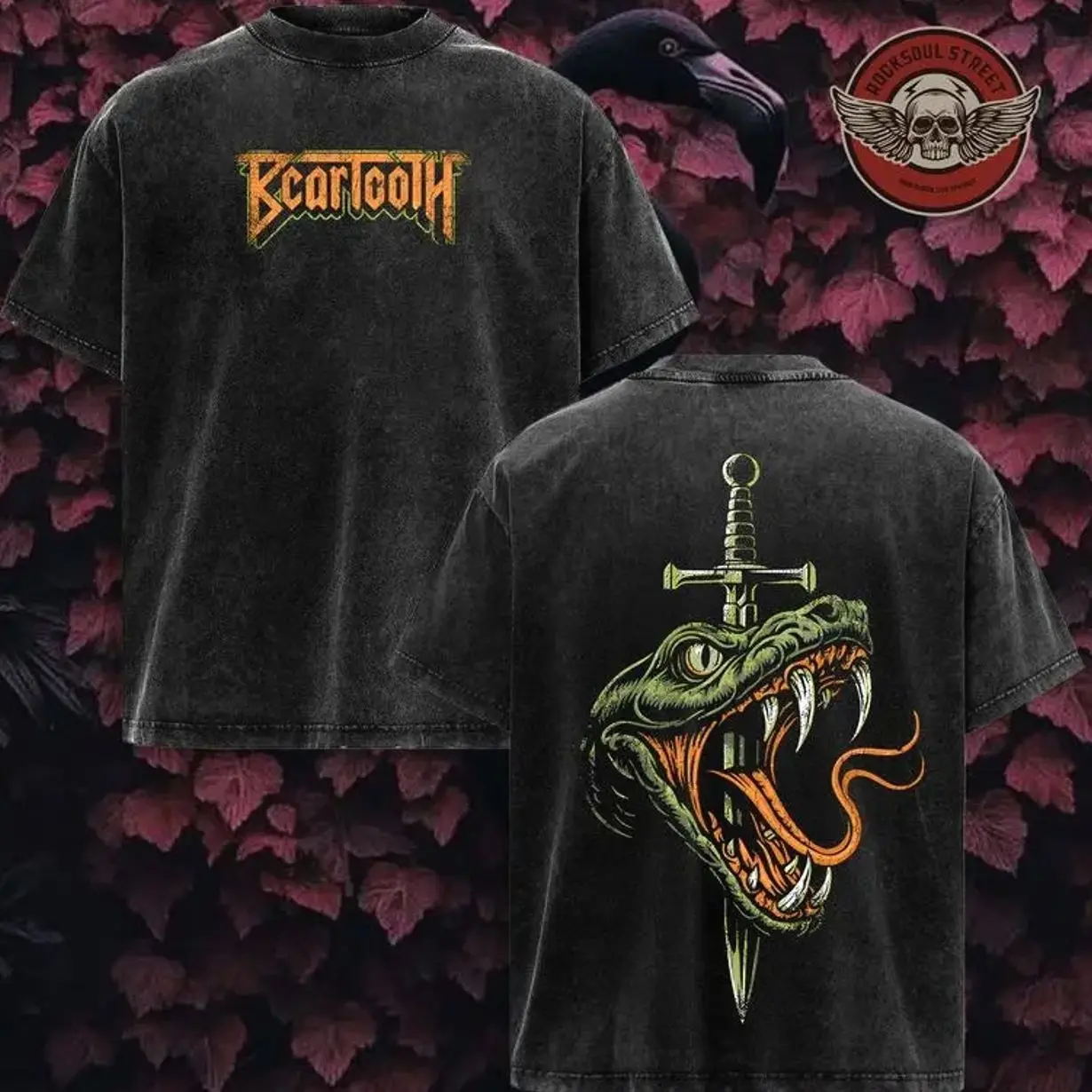 Beartooth "Serpent" T-Shirt, Metalcore Band Tee, Vintage Washed Oversized Shirt, Rock Graphic Streetwear, Dark Grunge Aesthetic Top K2B