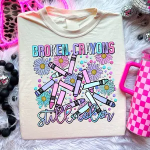BROKEN CRAYONS STILL COLOR mental health teacher Unisex Apparel Relaxed Fit Clothing Womenswear Casual and Comfortable tshirt