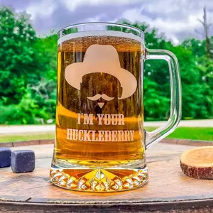 Doc Holliday Mug / I’m your Huckleberry / Engraved 23 oz. Glass Beer Mug / Gift for Him / Gifts for Men / Mother's Day Gift