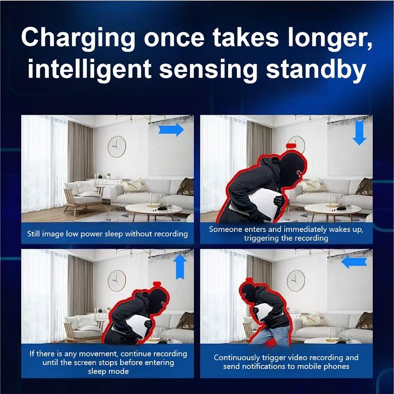 Wireless Mini WiFi Security Camera with Night Vision Function, Motion Detection Function, Rechargeable Battery-Easy Installation and Application Control