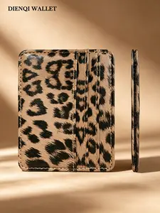 Fashion Leopard Print Slim Wallet, PU Leather Multi-Slot Credit Card Holder, Compact Minimalist Card Organizer, Stylish Everyday Carry for Women