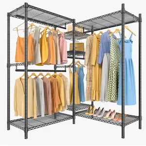 VIPEK L6 Corner Clothes Rack Heavy Duty Closet Organizer with Adjustable Shelves & Hanging Rods, L-Shaped Freestanding Wardrobe, Load up to 1130lbs