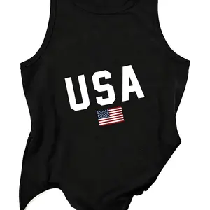 USA American Flag Print Tank Top, 4th of July Patriotic Casual Men Women Streetwear Sleeveless Top