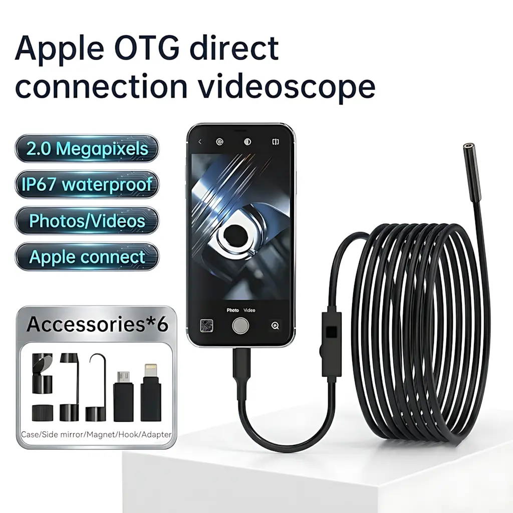 Multifunctional 1920P HD endoscope camera, IP67 waterproof inspection tool, 8 adjustable LED lights, 16.4ft semi-rigid snake camera, suitable for car repair, home appliance maintenance, pipe and wiring inspection, a gift for boyfriends, husbands, and dads