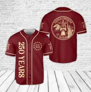 America 250 Baseball Jersey, Faith and Freedom Christian USA Shirt, 250th Anniversary 1776–2026, American Flag Independence Day