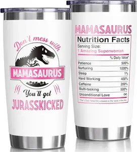 Funny Mamasaurus Tumbler, Mom Nutrition Facts Cup, Dinosaur Mom Gift, Cute Pink Mom Mug, Mother’s Day Gift Idea