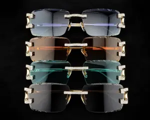 925S Moissanite Iced-Out Rimless Glasses