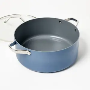 Suitable for The Home, 8qt Non-stick Ceramic Coated Aluminum Wide Stockpot, Compatible with Electric, Gas and Induction Stoves