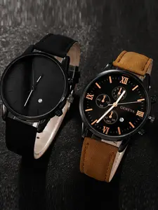 2-piece watch set, men's exquisite versatile watch, fashionable quartz watch, simple temperament watch set