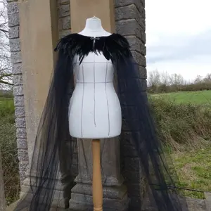 Black Feather Cape Costume Lightweight