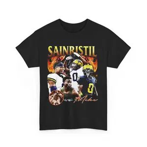 Mike Sainristil Michigan Graphic Tee, Unisex Shirt, Sainristil Fan Shirt, College Football Tee, Sports Fan Apparel