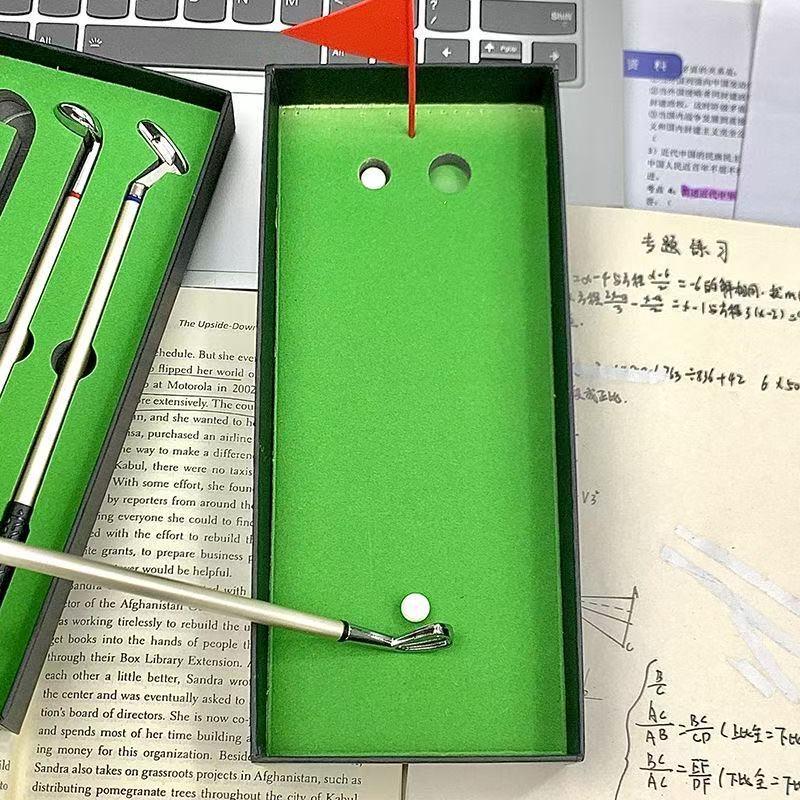 Mini Golf Club Pens Set, 3Pcs Novelty Golf Pen with Gift Box, Cool Desk Accessories for Golf Lovers, Unique Golf Gifts for Men Dad Coworkers, Smooth Writing Ballpoint Pens for Office School