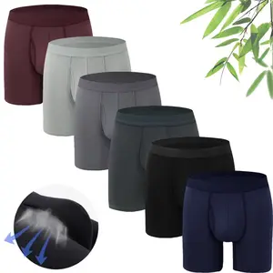 Men's Bamboo Fiber Boxer Briefs - Athletic Underwear Boxers Set, Soft, Breathable, Elastic 6-Pack (6 Colours) for Casual Wear, Sports | Father's Day Gift Idea