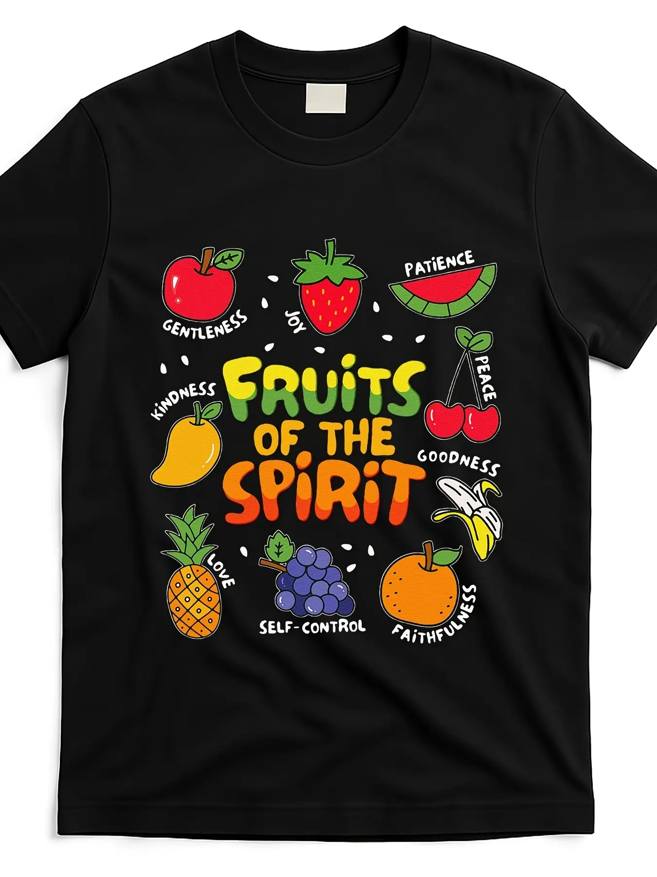 Fruit of the Spirit Fruit Colorful Summer Vacation T Shirt Same Style for Men and Women 2025 Summer Short-sleeved Printed T-shirt Pure Cotton 220G