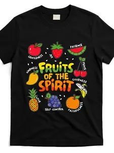 Fruit of the Spirit Fruit Colorful Summer Vacation T Shirt Same Style for Men and Women 2025 Summer Short-sleeved Printed T-shirt Pure Cotton 220G