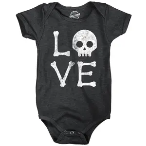 Love Skull Baby Bodysuit Funny Sarcastic Halloween Graphic Novelty Jumper For Infants Funny Baby Onesies Halloween Clothes for Baby Novelty Onesie Black -