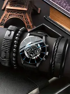 4-piece personalized dial quartz fashionable casual temperament business exquisite men's watch versatile watch