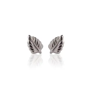 Silver Elm Leaf Stud Earrings