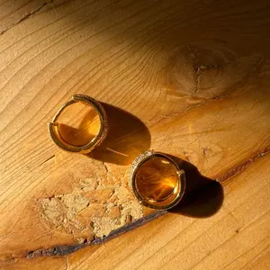 Women's 24k Gold Filled Etched Design Small Hoop Earrings