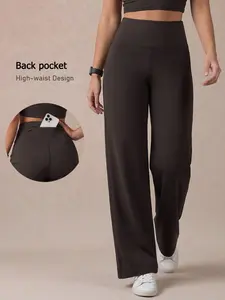 Women's High Waist Sport Pants, Straight Leg Sweatpants, Stretchy Quick-Dry Fabric, Breathable Anti-Wrinkle, Back Pocket, Perfect for Sports and Daily Use