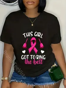100% Cotton Unisex End Of Chemo Bell Shirt Women Girls, Breast Cancer Survivor T-Shirt Graphic Casual Round Neck Tee