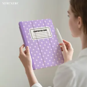 Composition Book Pattern iPad Case, PU Flip & TPU Soft Shell with Tri - fold Stand, Pen Slot, Shockproof Drop proof, Auto Wake/Sleep, Back to School Gift for Air 11inch/a16, 9th/10th/11th Gen, Fall Pro 12.9/11/10.9 (2025/2024), 10.9/10.5, Mini 8.3, Galaxy