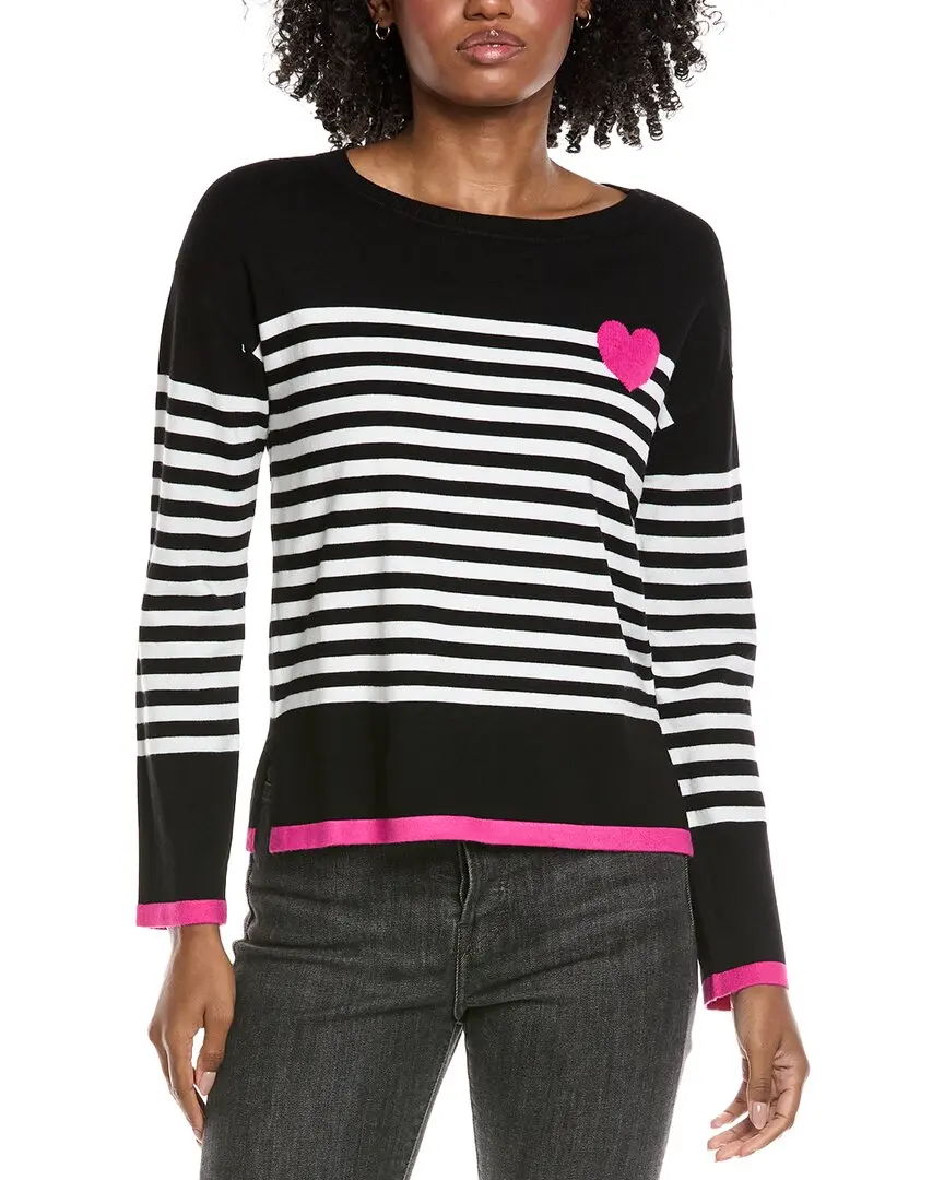 CeCe Sailor Stripe Heart Sweater