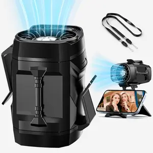 Lentorgi,Wearable Portable Clip Waist Fan Rechargeable With stand,4 Speeds Strong Airflow Small Fan Waist,Weight reduction design,Multifunctional Cooling Fan for Travel Camping Outdoor Jobsite,Camping Essentials-Black and Gray