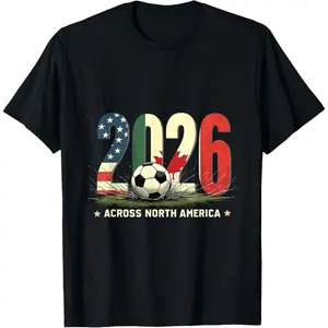 100% Cotton Football Fan Vintage 2026 North America Soccer T-Shirt