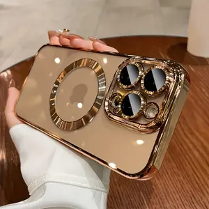 Luxury Magnetic Wireless Charging Transparent Protective Phone Case for iPhone 17 16 15 14 13 12 11 Pro Max, Ultra-Thin Soft Tpu Shockproof Protection, Cover