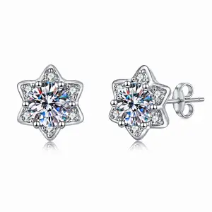 Waterproof S925 Silver Star Earrings, Non-Tarnish Diamond Studs for Men & Women, Hypoallergenic Jewelry No Green Skin, Daily Wear Essentials cz color vvs1 clarity
