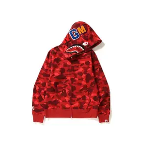 BAPE Color Camo Shark Full Zip Hoodie Red