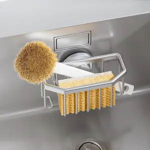 Sponge Holder for Kitchen Sink with  Suction Cup Removable, Rustproof  Sink  for Sponge, Brush, , Scraper -