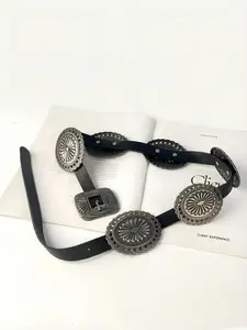Vintage Belt Accessory for Women, Wide Leather Belt for Dresses and Sweaters, Daily Wear Fashion Belt, Stylish Waistband, Western Concho Belts
