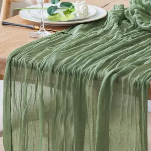 Boho Cheesecloth Table Runner 10ft Soft Sheer Gauze Fabric for Wedding Bridal Shower Baby Shower Rustic Party Table Decor