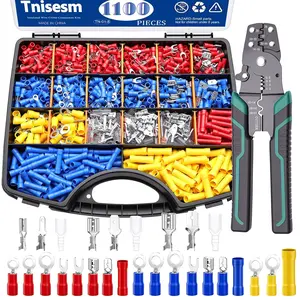 1100pcs Wire Connectors - Wire Terminals with Crimp/Stripping/Cutting Multifunction Wire Crimping Tool 22-10AWG- Ring, Butt, Spade, Fork Connector Kit