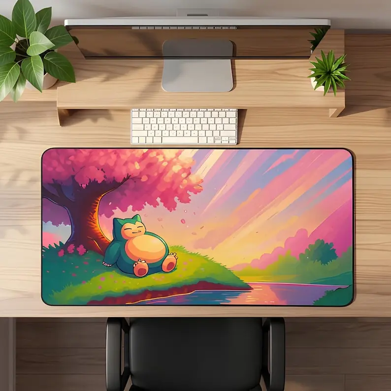 Snorlax Mouse Pad, Large Anime Desk Mat, Kawaii Gaming Mouse Pad, Pokémon Desk Mat, Extended Keyboard Pad, Non Slip Office Desk Mat