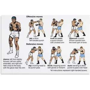 Basic Boxing Punches Chart Poster (4) Canvas Print Wall Art Decoration Living Room Office Bedroom Aesthetic 12x08inch(30x20cm) Unframe-style