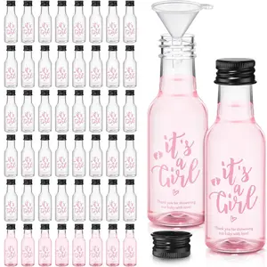 50 Pcs Baby Shower Favors for Guests Include 50 It's a Girl Mini Empty Plastic Alcohol Shot Bottles with 1 Funnel Baby Shower Return Gift for Guests Gender Reveal Gifts Ideas