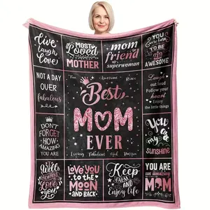 Modern Flannel Knit Blanket - Best Mom, Machine Washable, Digitally Printed, Versatile All-Season Comfort Blanket, Perfect for Sofa and Bed, Ideal Gift for Mother's Day, Birthdays, Christmas, Thanksgiving, and Valentine's Day.