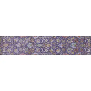 Purple Runner Persian Tabriz Handmade Wool & Silk Rug 2' 7" X 12' 6" - Q21532