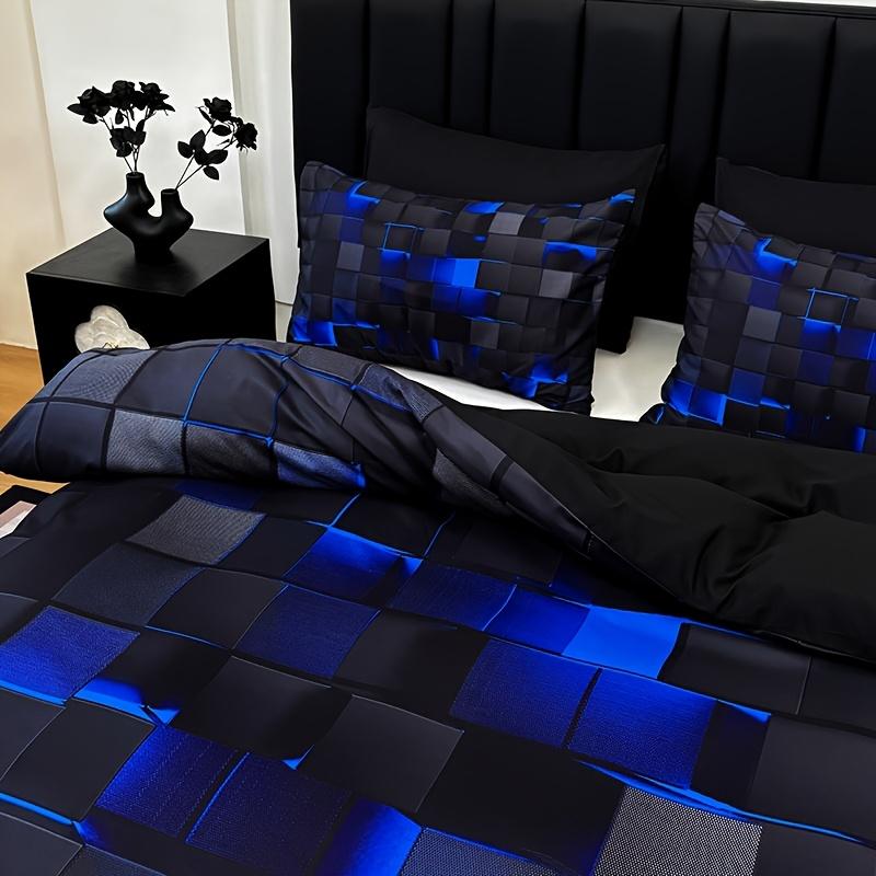 3 cool tech digital printed material quilt cover sets, four-season products, in red and blue, with four sizes (twin bed, double bed, queen size bed, king size bed) (1 bedspread + 1/2 pillowcases, no filling)