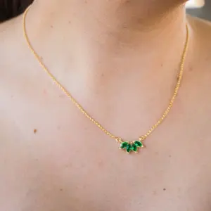 Synthetic Emerald Necklace - Simple Design Elegant Emerald Pendant Necklace as Showcased