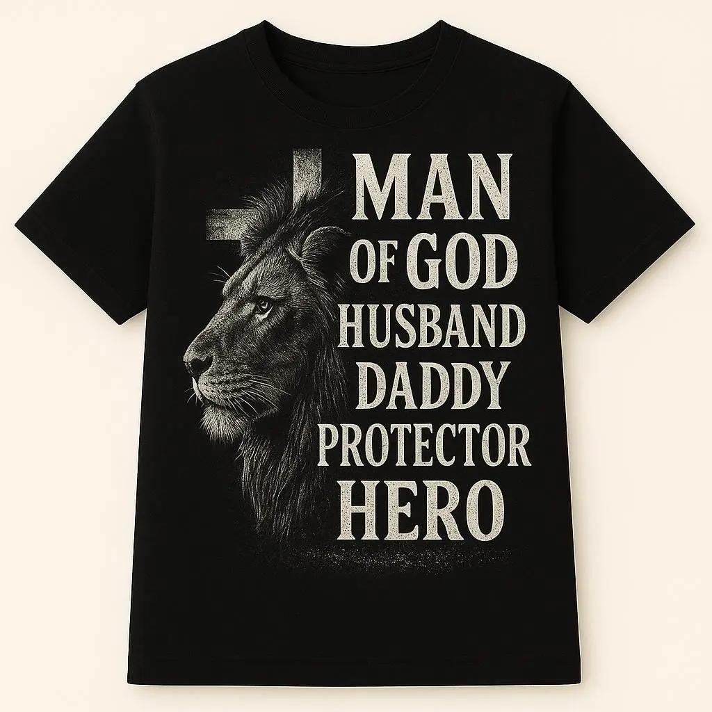 Dad T shirt, Father Day T shirt -Man of God – Husband – DAD – Protector – Hero - T-shirt for Men
