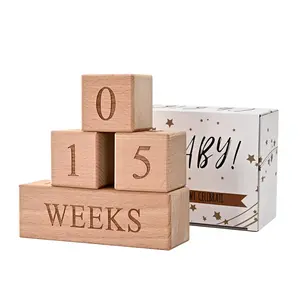 Monthly Milestone Blocks - Handcrafted Wooden Number Blocks for Milestones - Days, Weeks, Months,  - Ideal for  Photos & First Year Memories