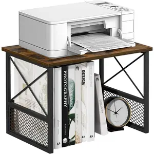 Printer Stand for Desk Desktop Printer Stand Shelf Organzier for Home Office for Above and Under Desk Fax Machine Copier Scanner Rustic Brown