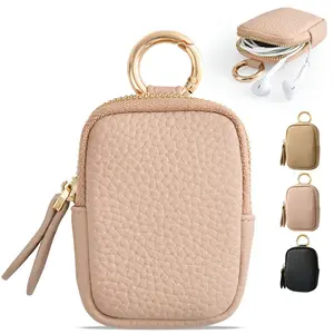 Leather Coin Purse Small Change Purse Keychain Wallet for Women Mini Coin Pouch wallet with Zipper Genuine Leather Mini zipper Coin Purse rfid chinos lipstick cosmetic pouch for coins