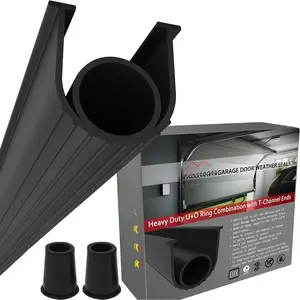 Garage Door Bottom Seals Weatherproof Weather Stripping Threshold Buffering Sealing  EPDM Rubber Resistance Gasket Black 1/4 Inch T-End, 16FT Long