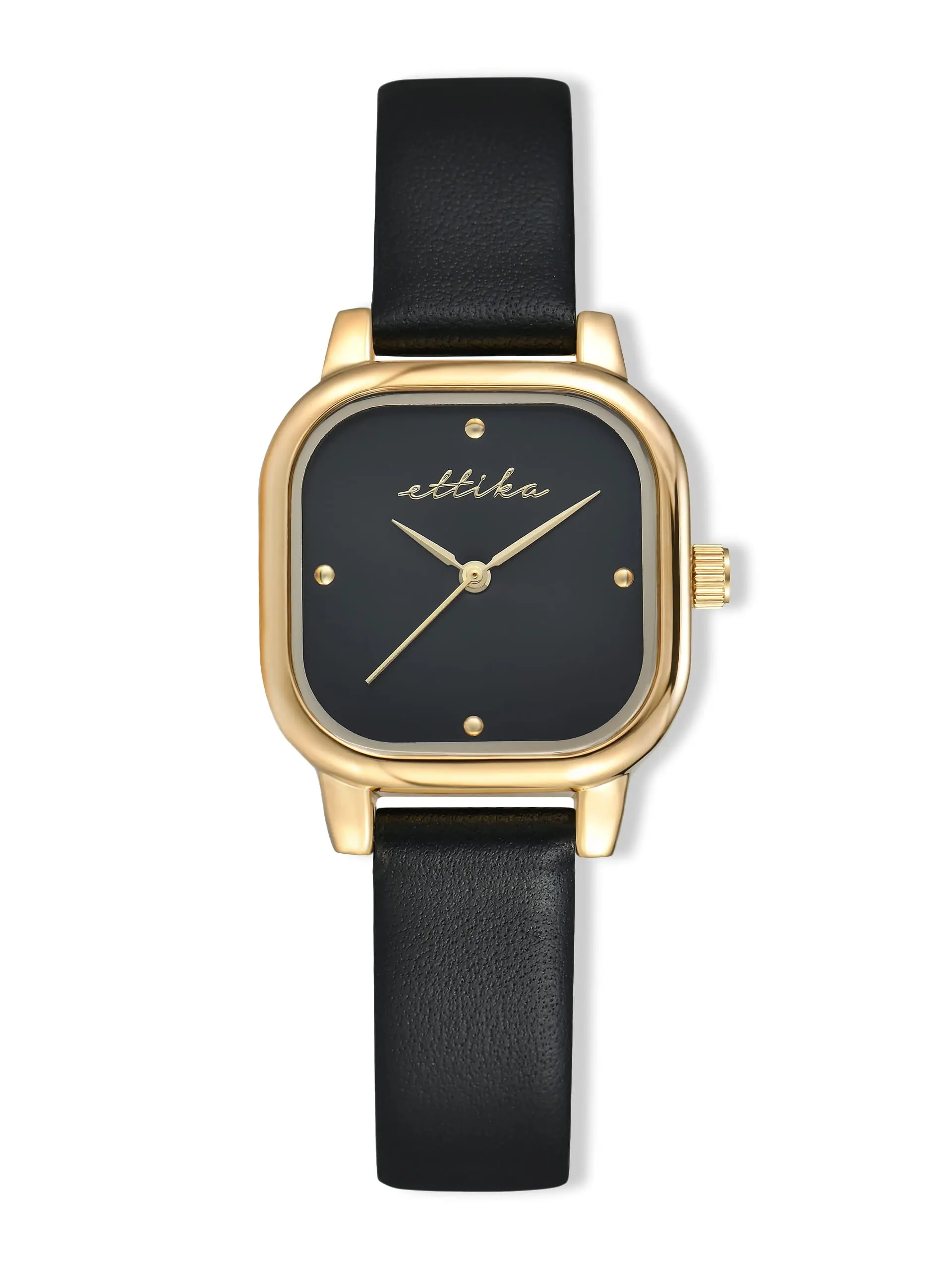 Classic Square Black Leather Watch