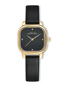 Classic Square Black Leather Watch